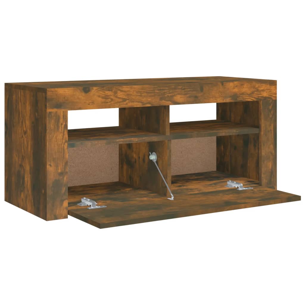 Füstös tölgyszínű tv-szekrény led-világítással 90 x 35 x 40 cm