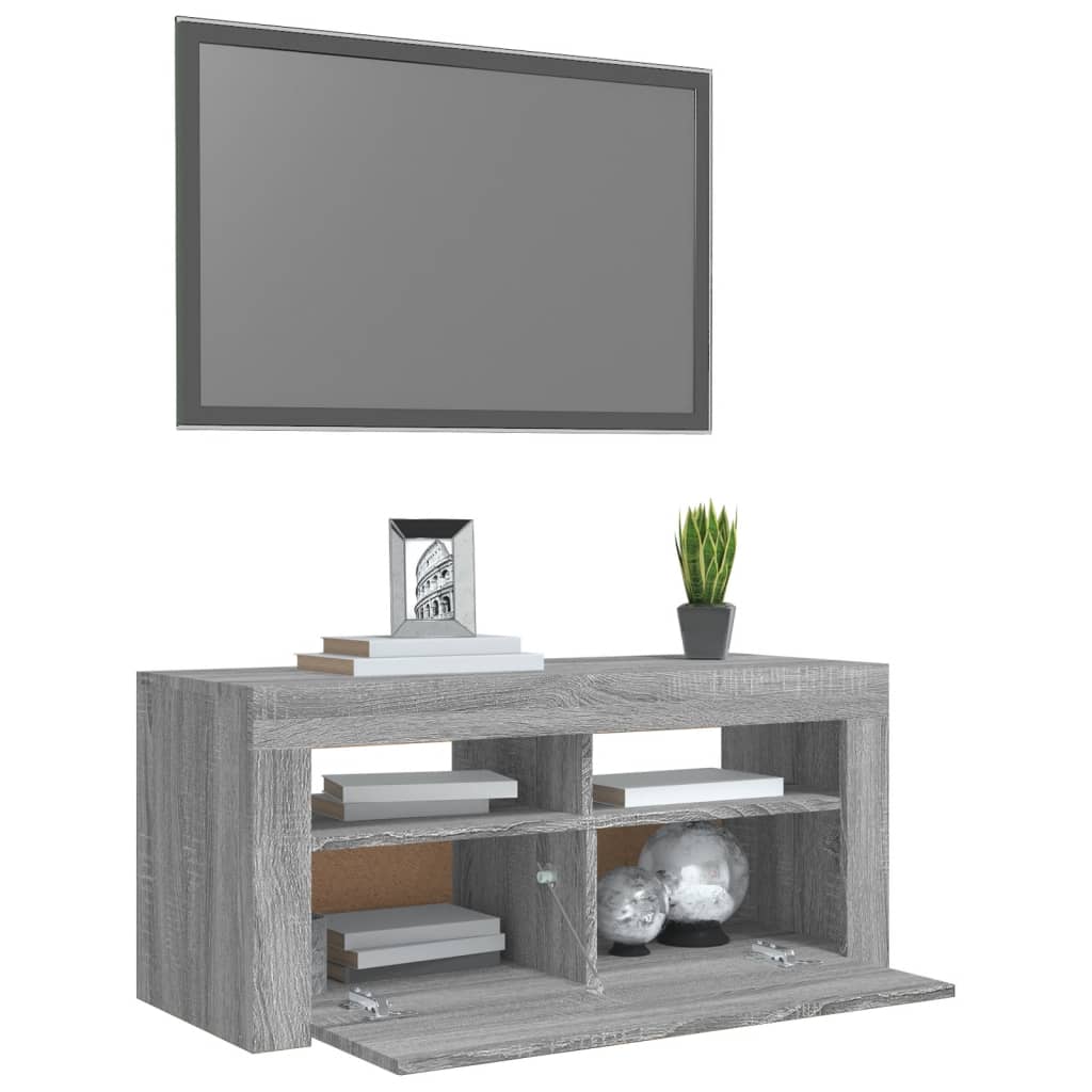 Szürke sonoma színű tv-szekrény led-világítással 90x35x40 cm Szürke sonoma színű tv-szekrény led-világítással 90x35x40 cm