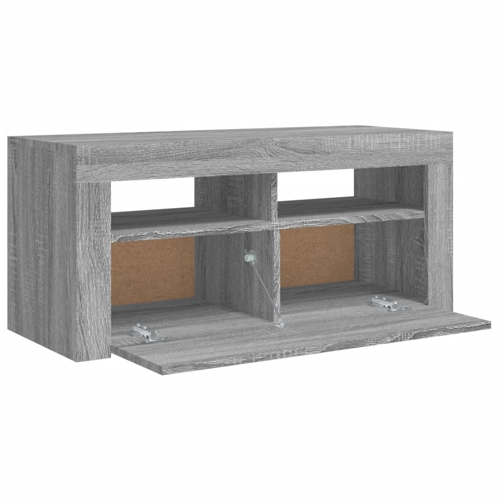 Szürke sonoma színű tv-szekrény led-világítással 90x35x40 cm Szürke sonoma színű tv-szekrény led-világítással 90x35x40 cm