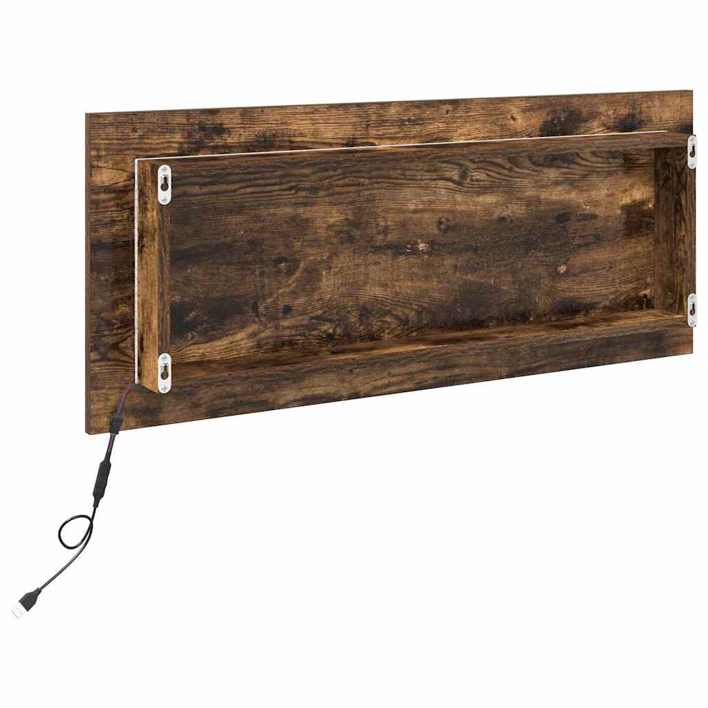 Tükör led -es lámpákkal füstölt tölgy 90 x 8,5 x 37 cm faanyag