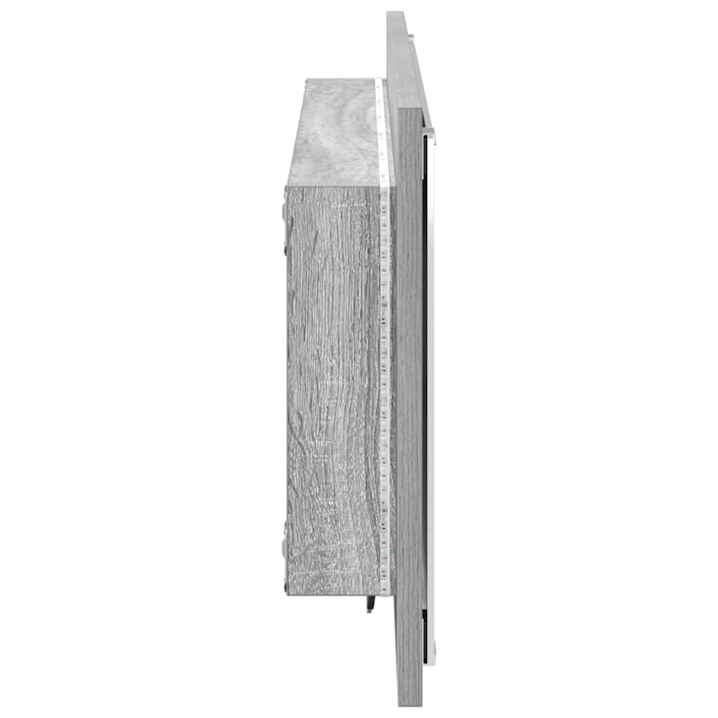 Tükör led -es lámpákkal szürke sonoma 90 x 8,5 x 37 cm faanyag