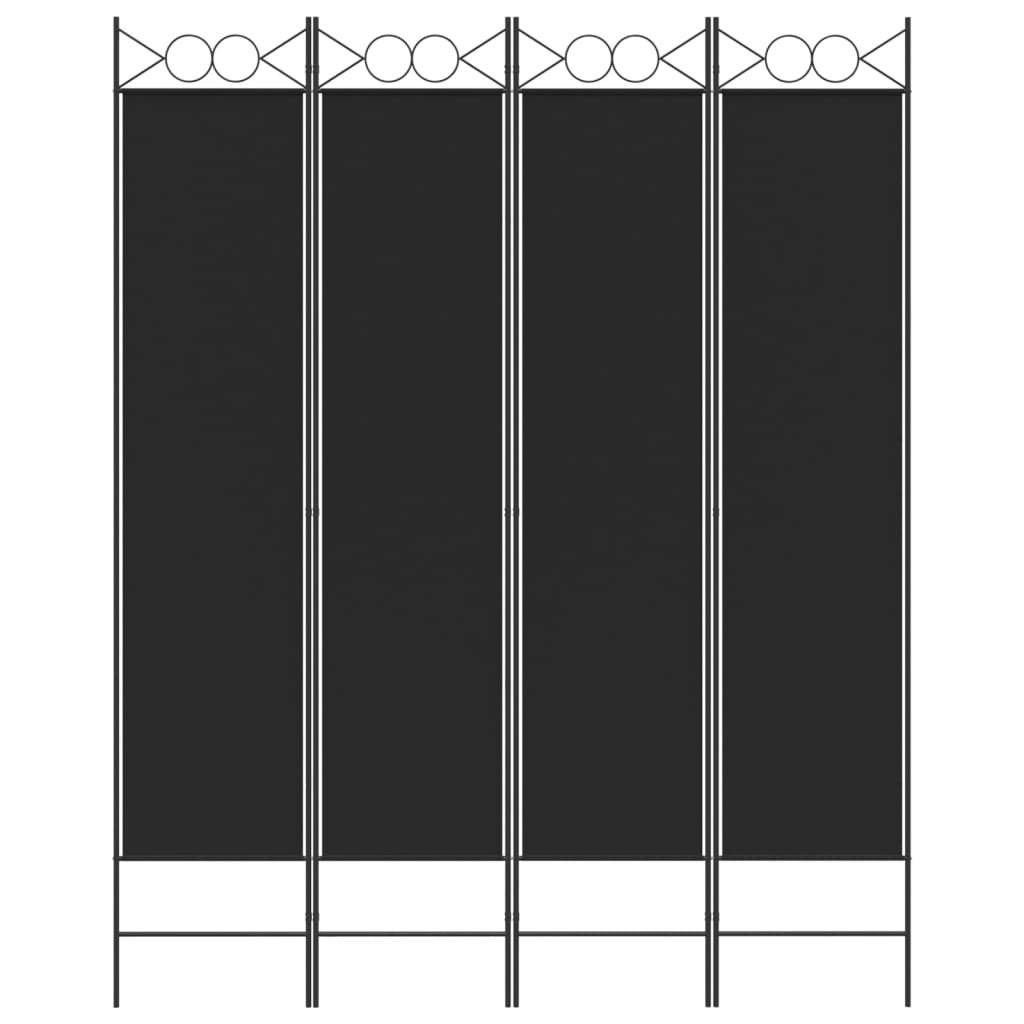 4 paneles fekete szövet térelválasztó 160x200 cm