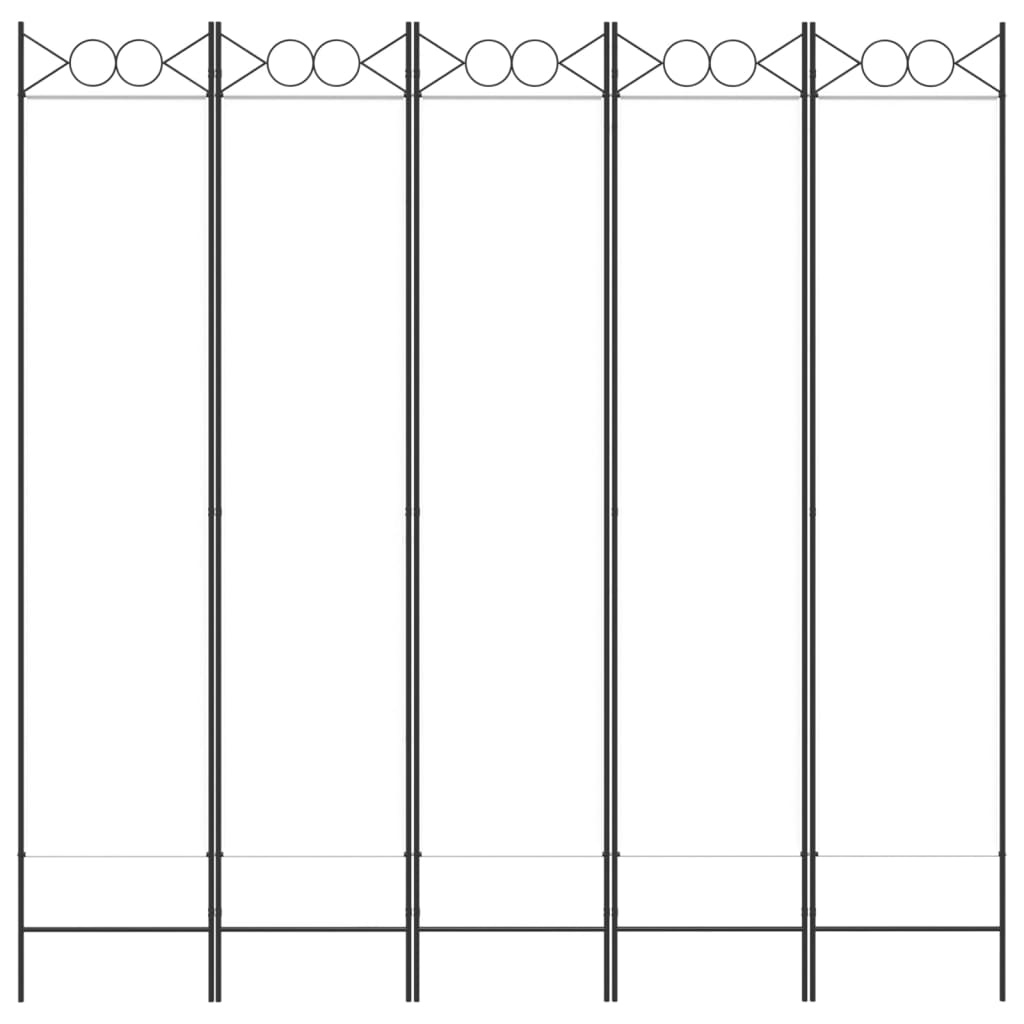 Fehér 5 paneles paraván 200x200 cm szövet