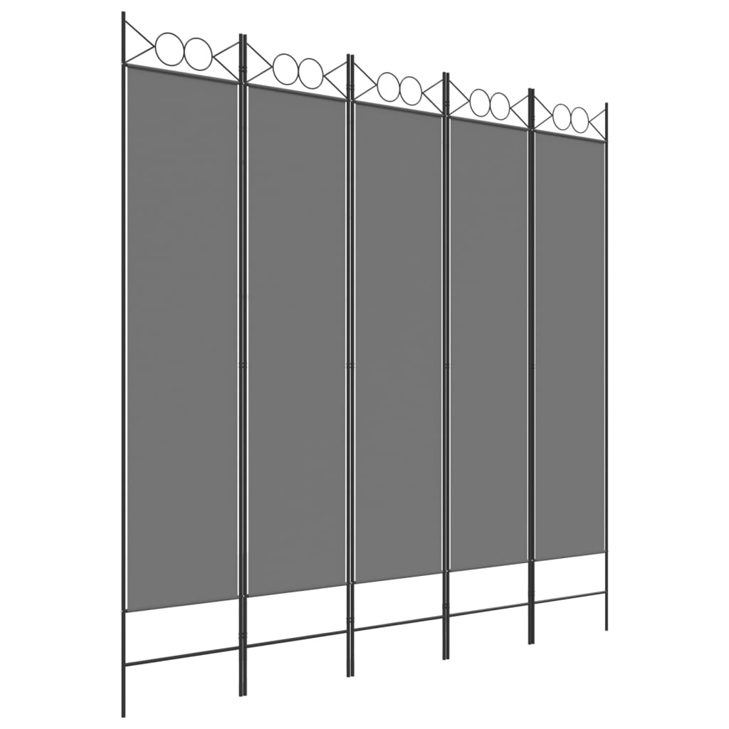 5 paneles antracitszürke szövet térelválasztó 200x200 cm 5 paneles antracitszürke szövet térelválasztó 200x200 cm