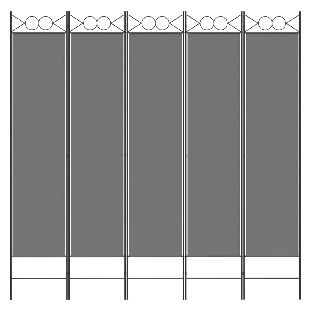 5 paneles antracitszürke szövet térelválasztó 200x200 cm 5 paneles antracitszürke szövet térelválasztó 200x200 cm