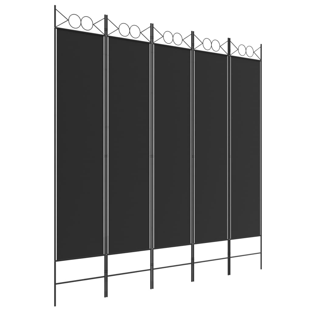 5 paneles fekete szövet térelválasztó 200x200 cm 5 paneles fekete szövet térelválasztó 200x200 cm