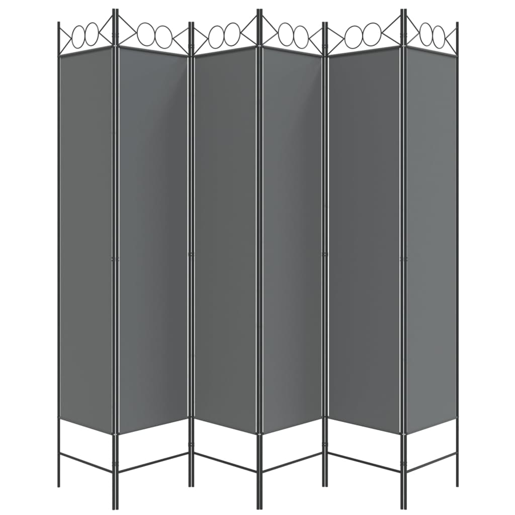 6 paneles antracitszürke szövet térelválasztó 240x200 cm 6 paneles antracitszürke szövet térelválasztó 240x200 cm