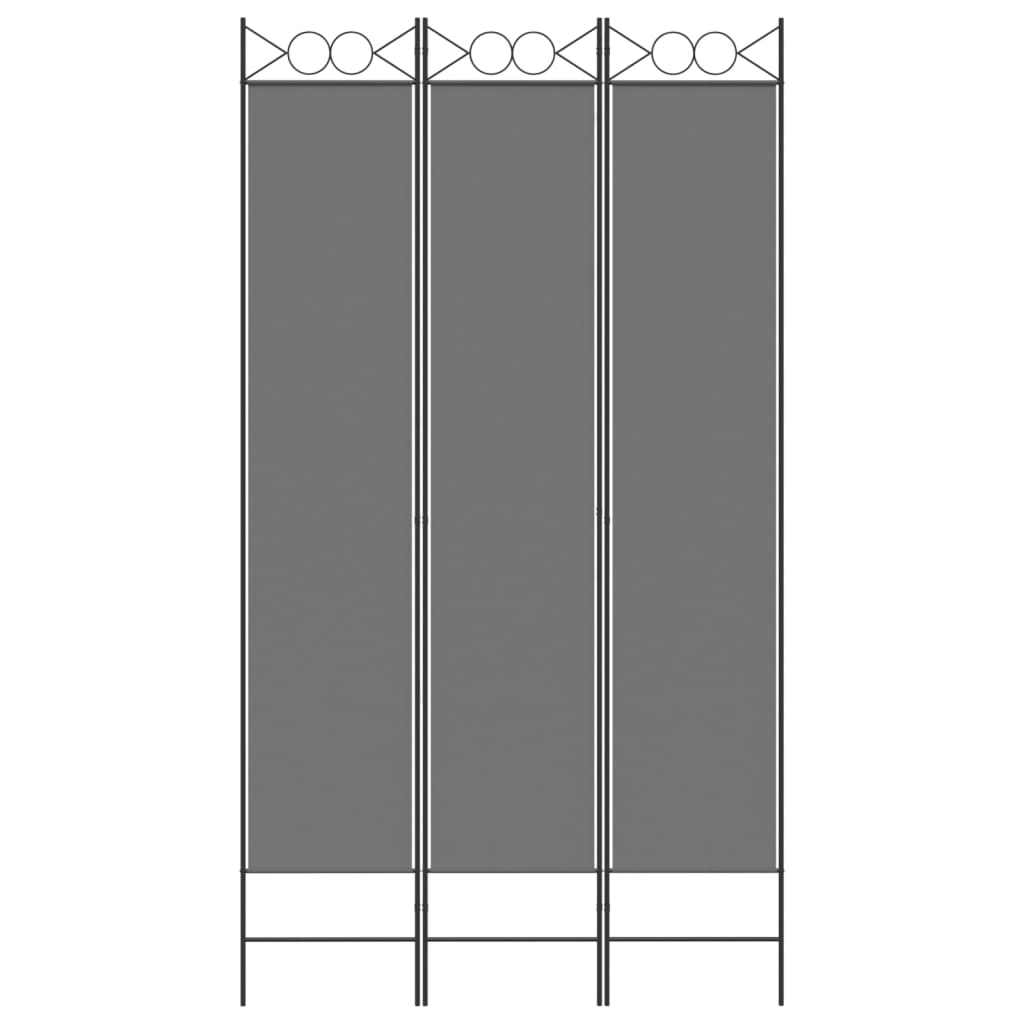 3 paneles antracitszürke szövet térelválasztó 120x220 cm