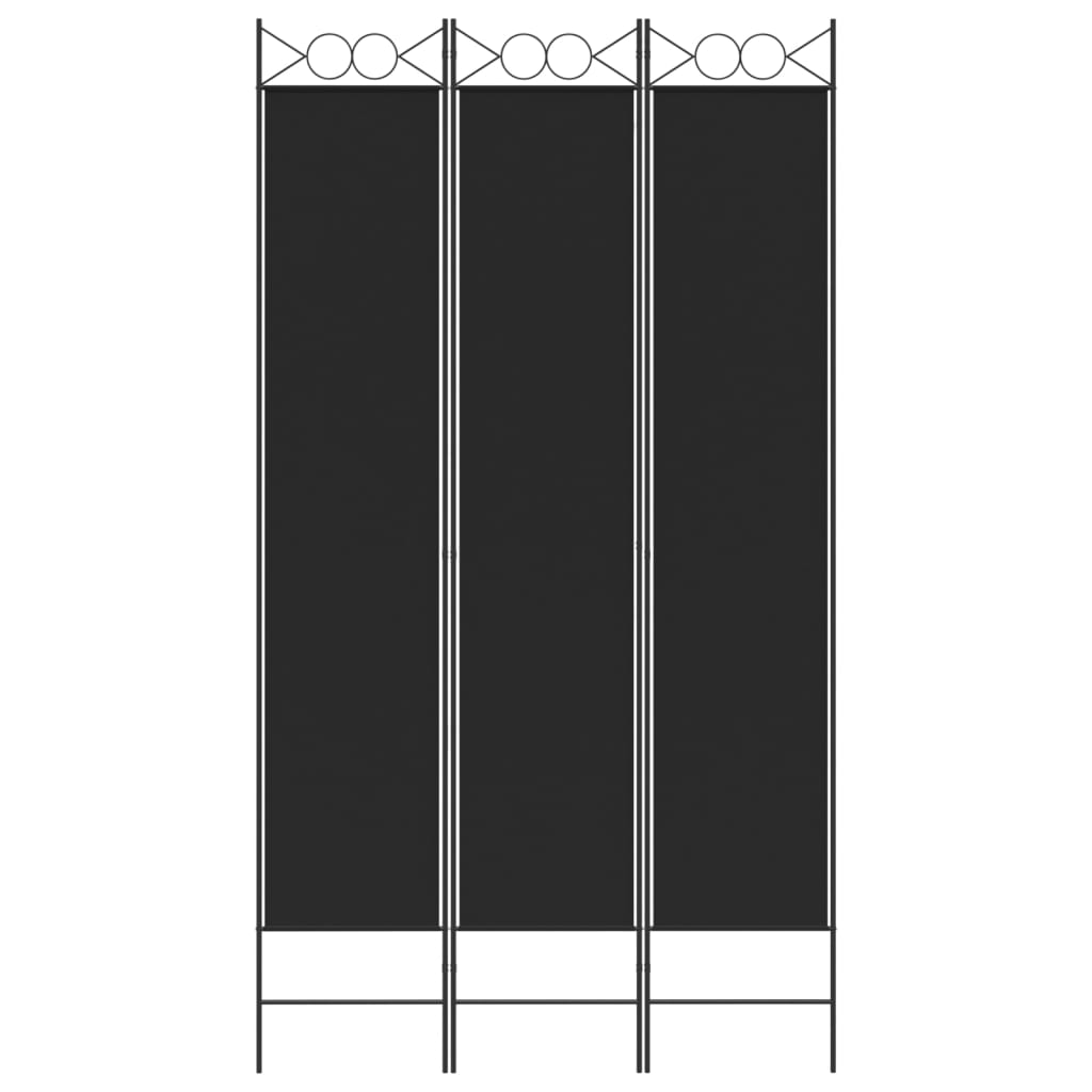 3 paneles fekete szövet térelválasztó 120 x 220 cm