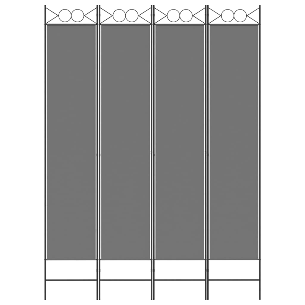 4 paneles antracitszürke szövet térelválasztó 160x220 cm