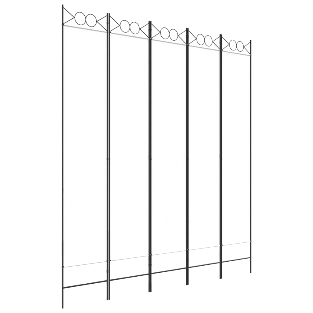 fehér 5 paneles paraván 200x220 cm szövet