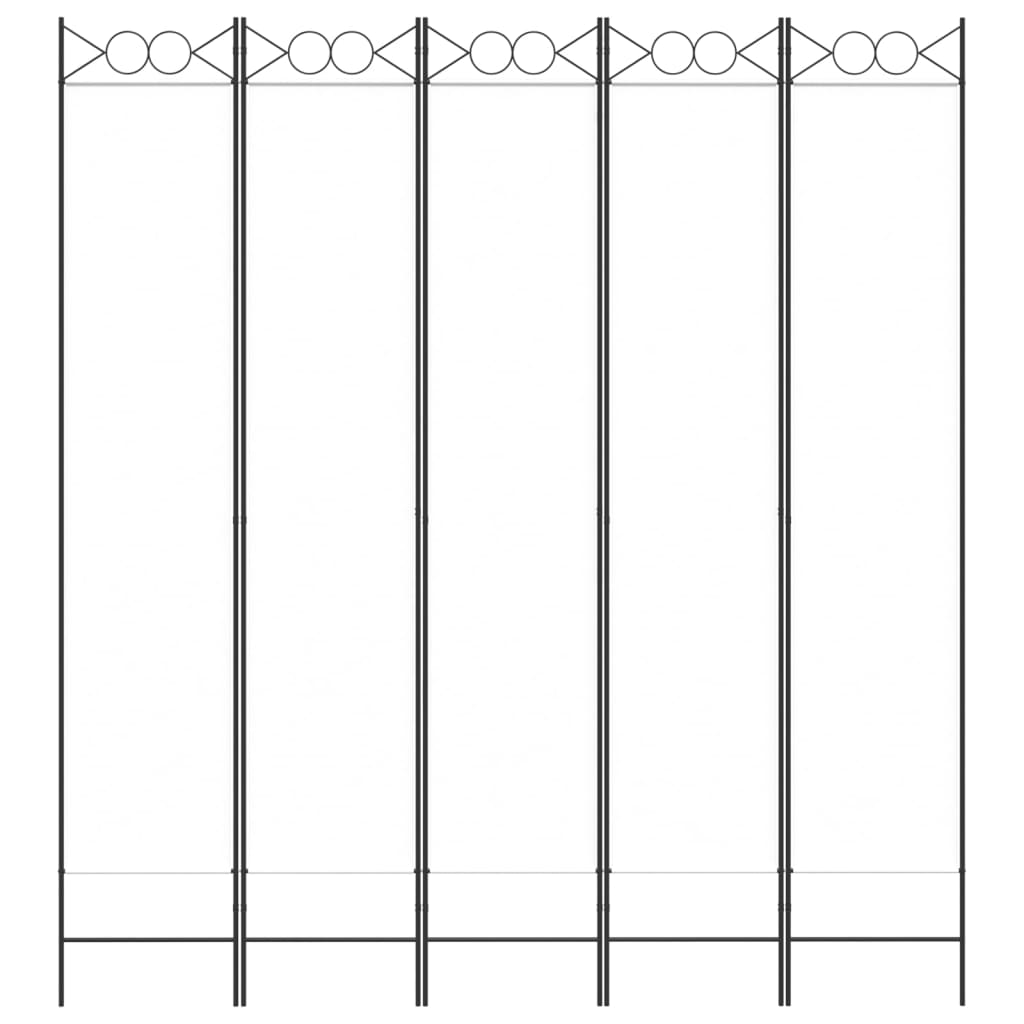 fehér 5 paneles paraván 200x220 cm szövet