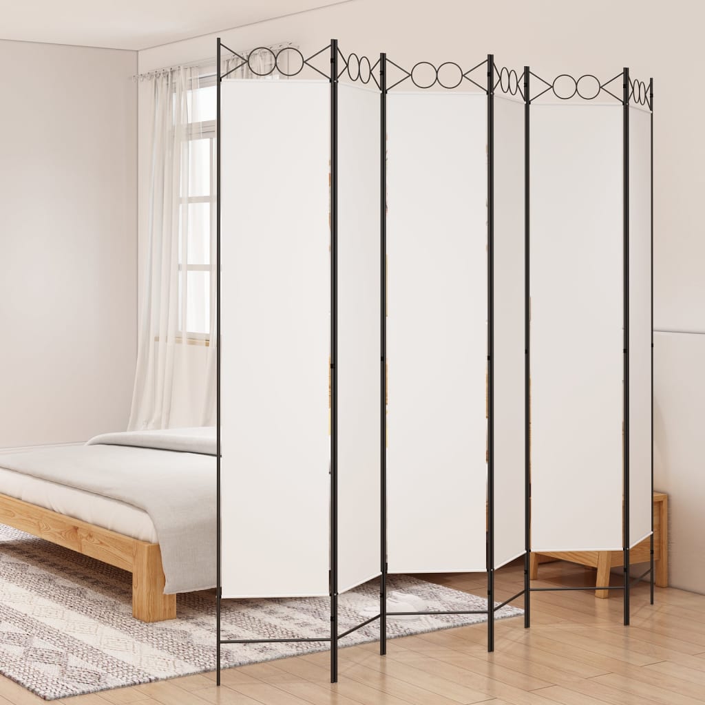 6-paneles fehér szövet térelválasztó 240x220 cm 6-paneles fehér szövet térelválasztó 240x220 cm