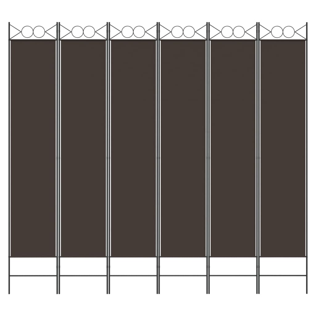 6 paneles barna szövet paraván 240x220 cm