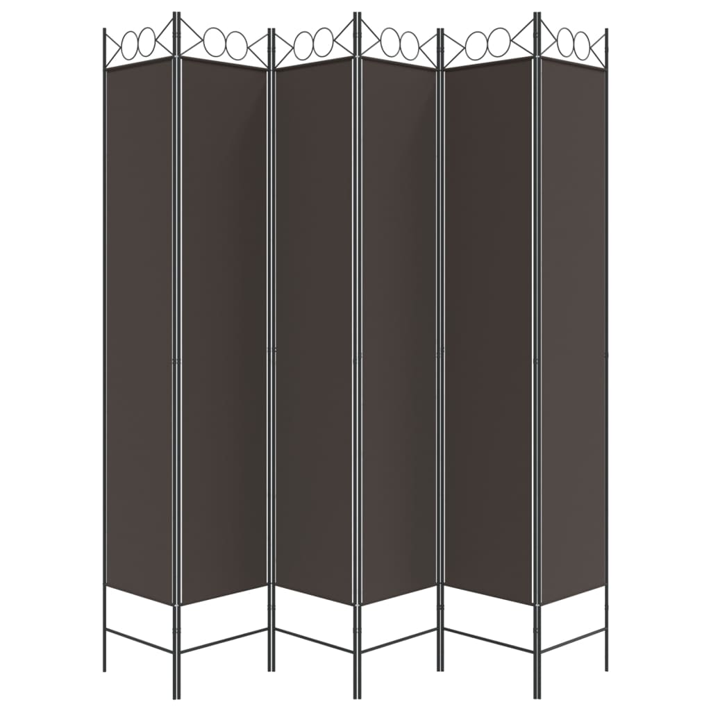 6 paneles barna szövet paraván 240x220 cm