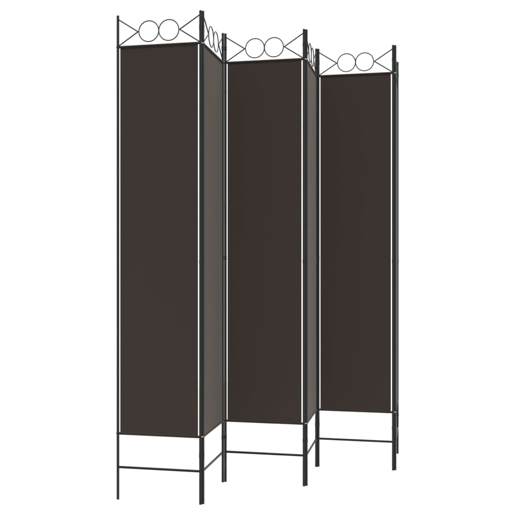 6 paneles barna szövet paraván 240x220 cm
