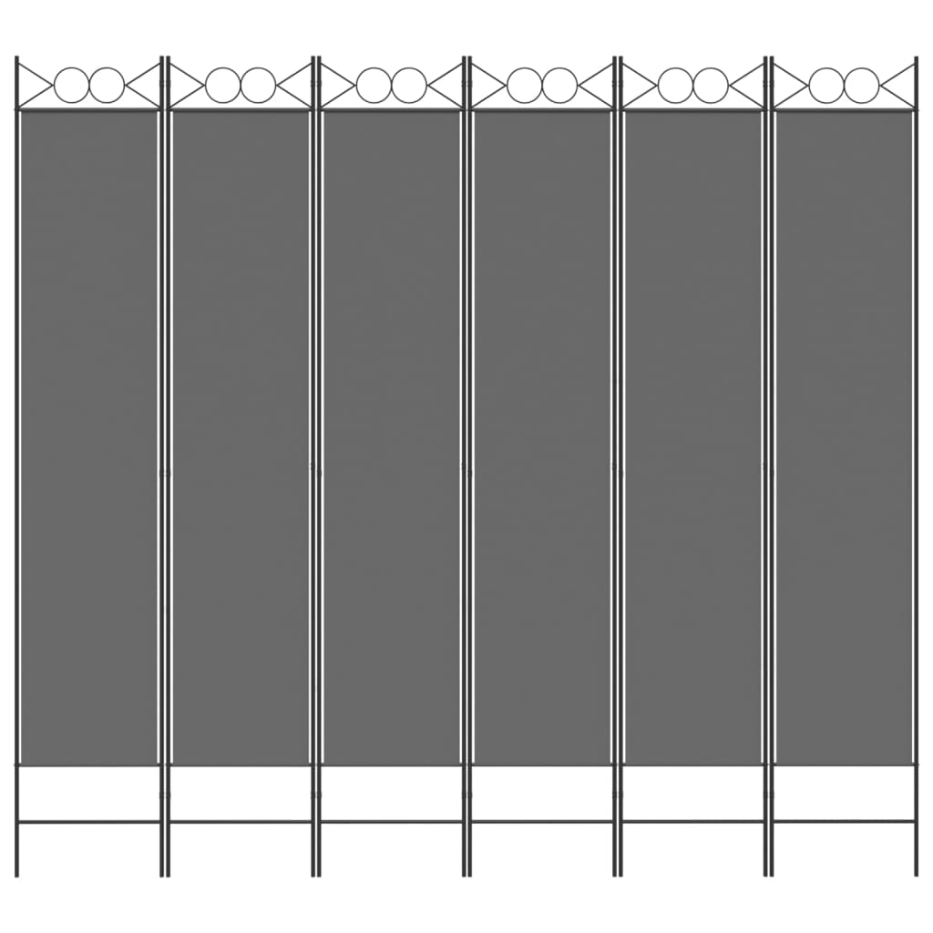 6 paneles antracitszürke szövet térelválasztó 240 x 220 cm