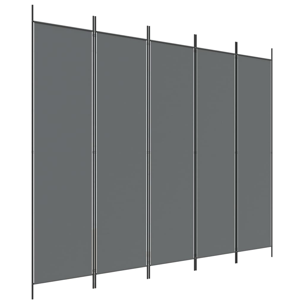 5 paneles antracitszürke szövet térelválasztó 250x200 cm 5 paneles antracitszürke szövet térelválasztó 250x200 cm