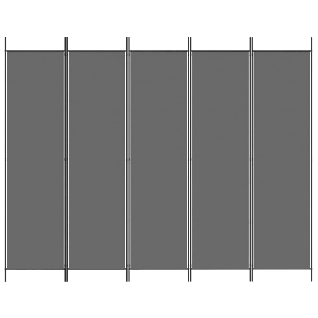 5 paneles antracitszürke szövet térelválasztó 250x200 cm 5 paneles antracitszürke szövet térelválasztó 250x200 cm