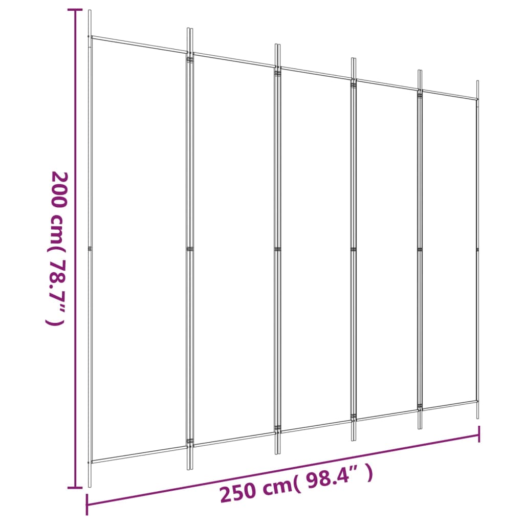 5 paneles antracitszürke szövet térelválasztó 250x200 cm 5 paneles antracitszürke szövet térelválasztó 250x200 cm
