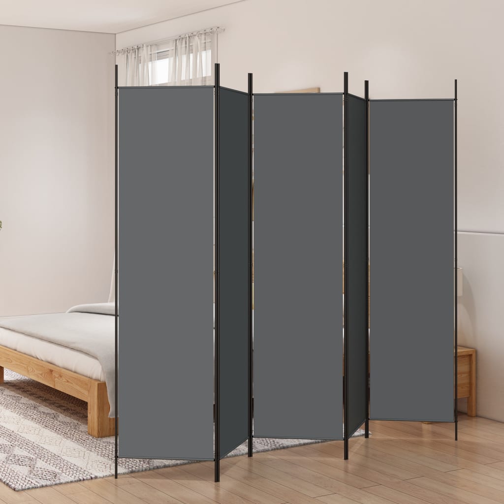 5 paneles antracitszürke szövet térelválasztó 250x200 cm 5 paneles antracitszürke szövet térelválasztó 250x200 cm