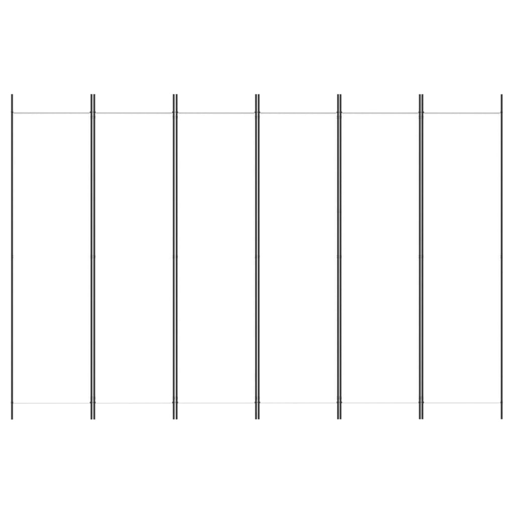 6 paneles fehér szövet térelválasztó 300x200 cm