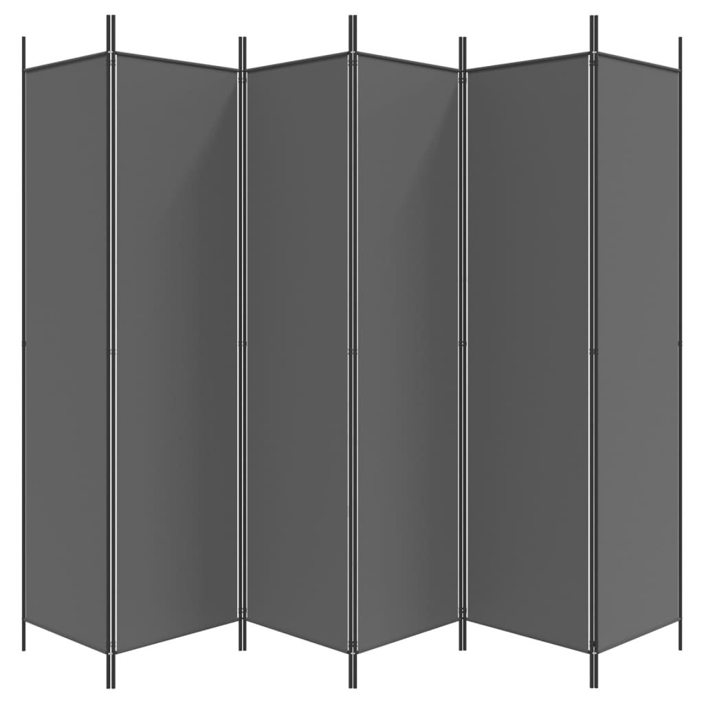 6 paneles antracitszürke szövet térelválasztó 300x200 cm