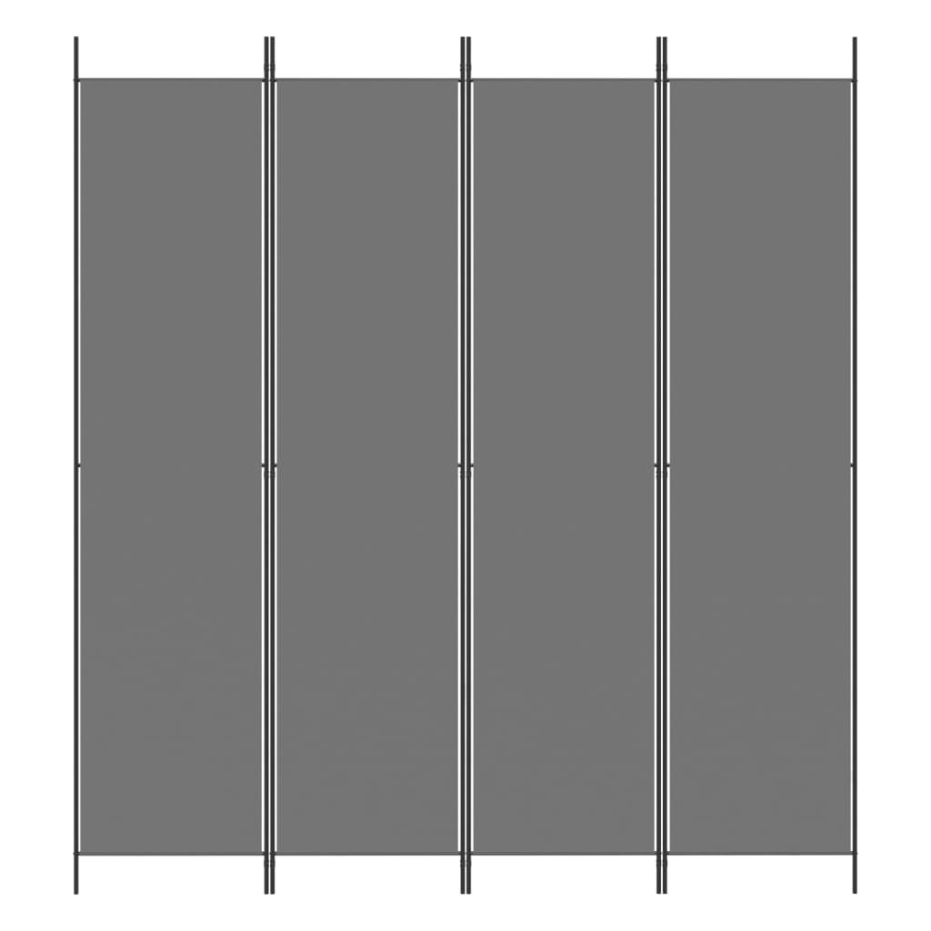 4 paneles antracitszürke szövet térelválasztó 200x220 cm
