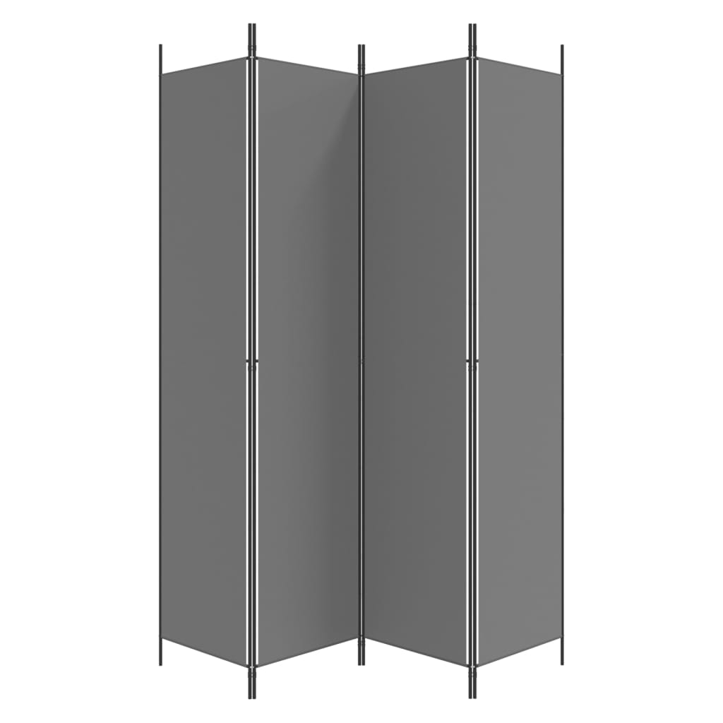4 paneles antracitszürke szövet térelválasztó 200x220 cm