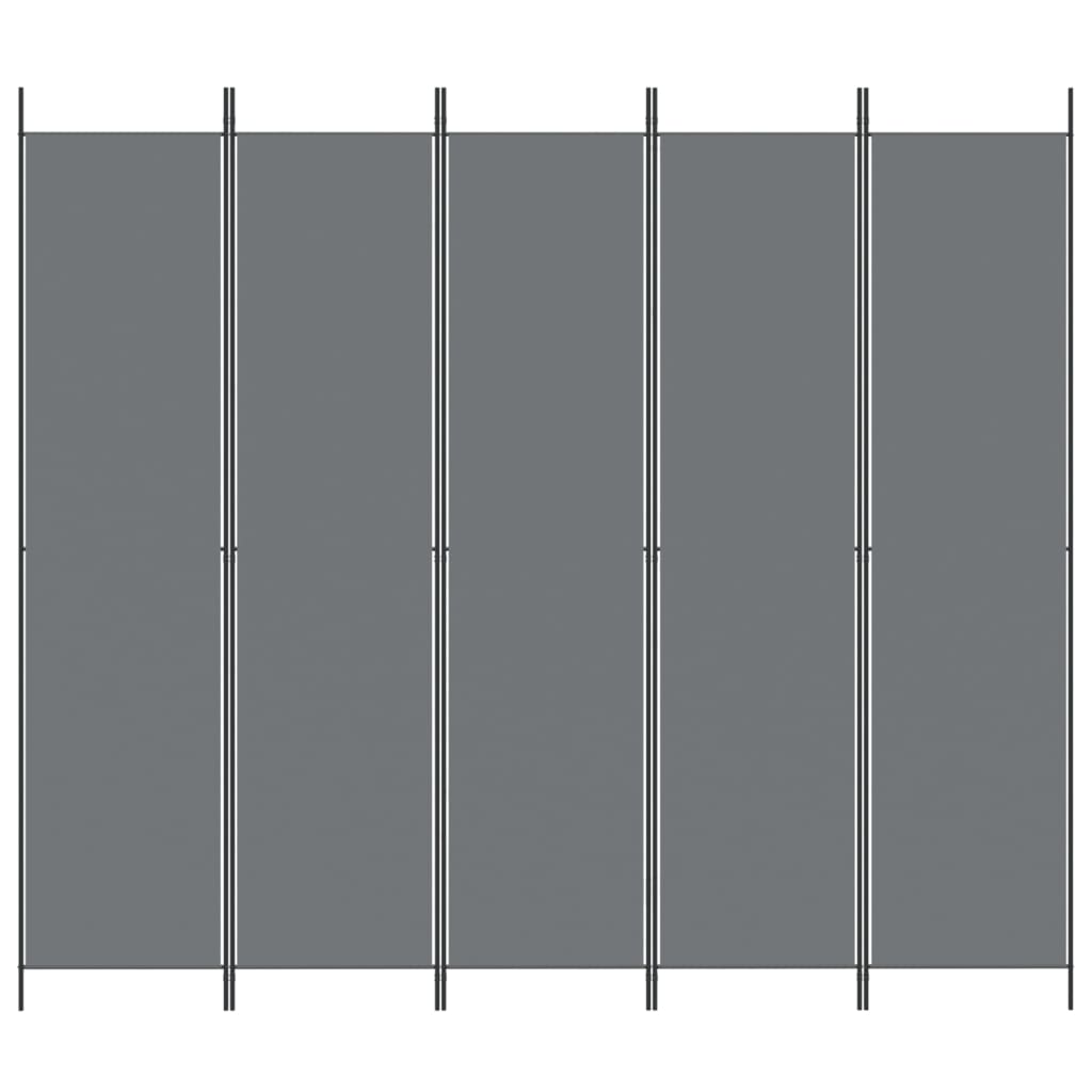 5 paneles antracitszürke szövet térelválasztó 250 x 220 cm 5 paneles antracitszürke szövet térelválasztó 250 x 220 cm