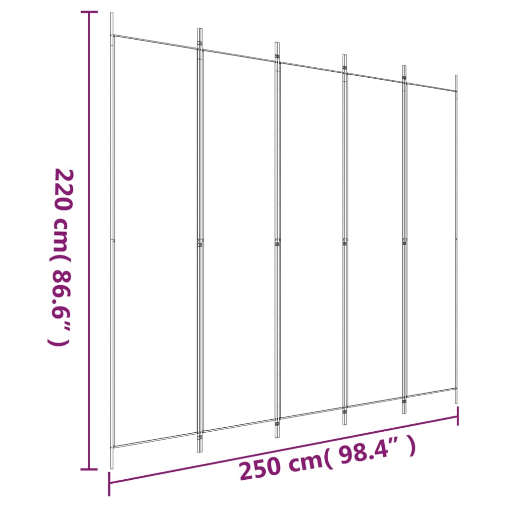 5 paneles antracitszürke szövet térelválasztó 250 x 220 cm 5 paneles antracitszürke szövet térelválasztó 250 x 220 cm