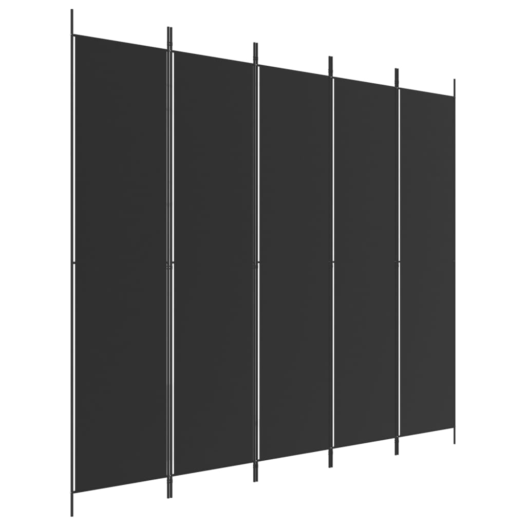 5 paneles fekete szövet térelválasztó 250x220 cm