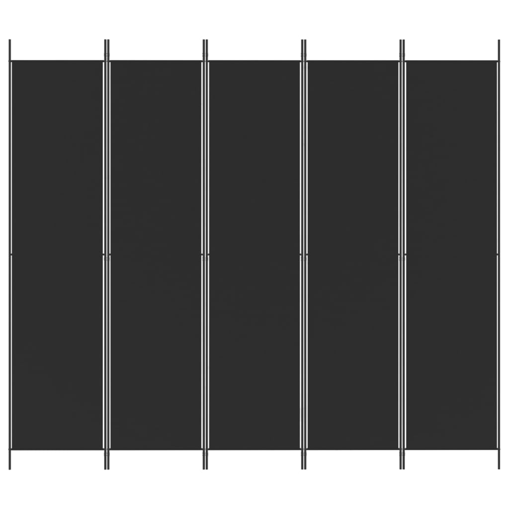 5 paneles fekete szövet térelválasztó 250x220 cm