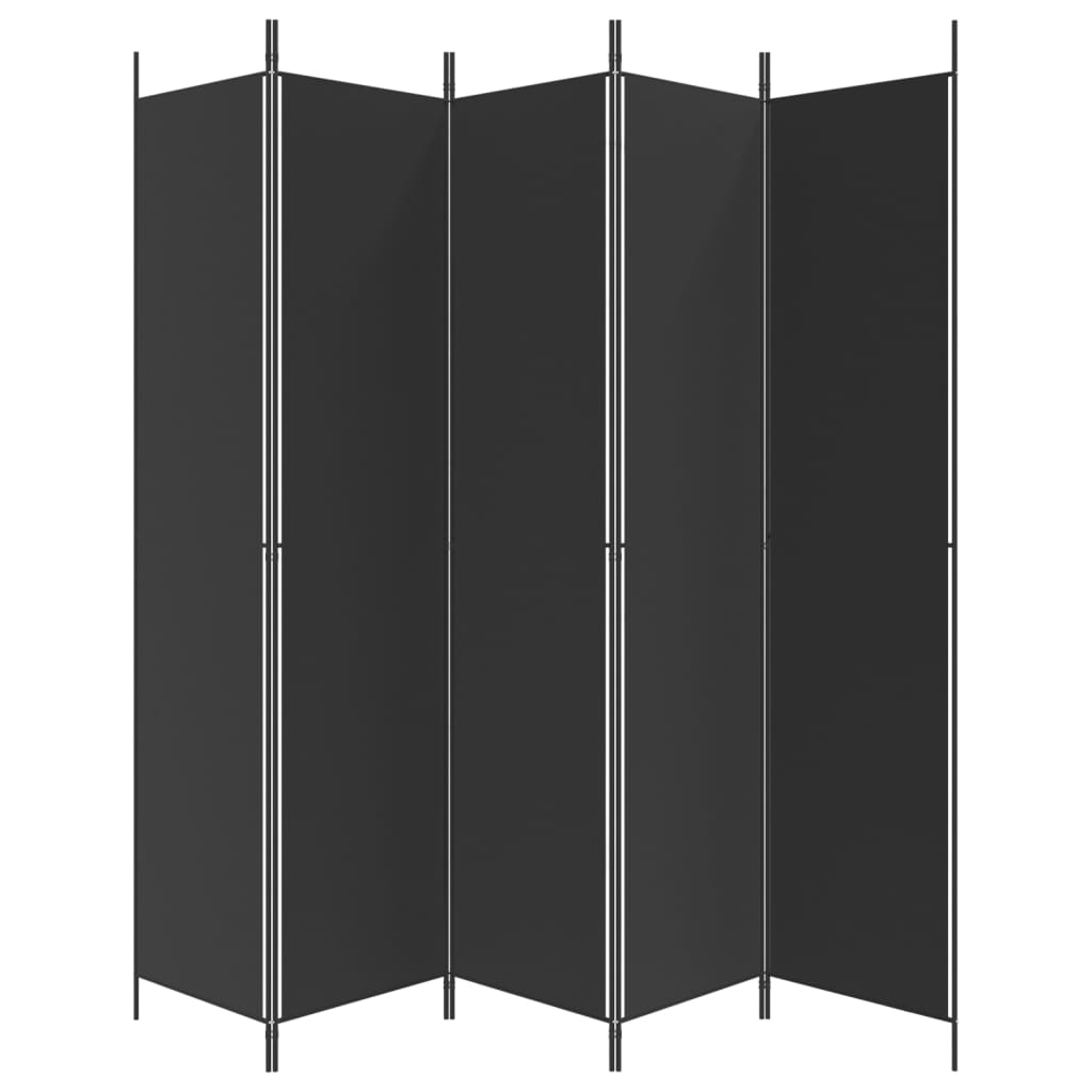 5 paneles fekete szövet térelválasztó 250x220 cm