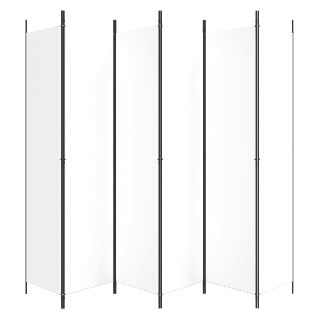 6 paneles fehér szövet térelválasztó 250 x 220 cm
