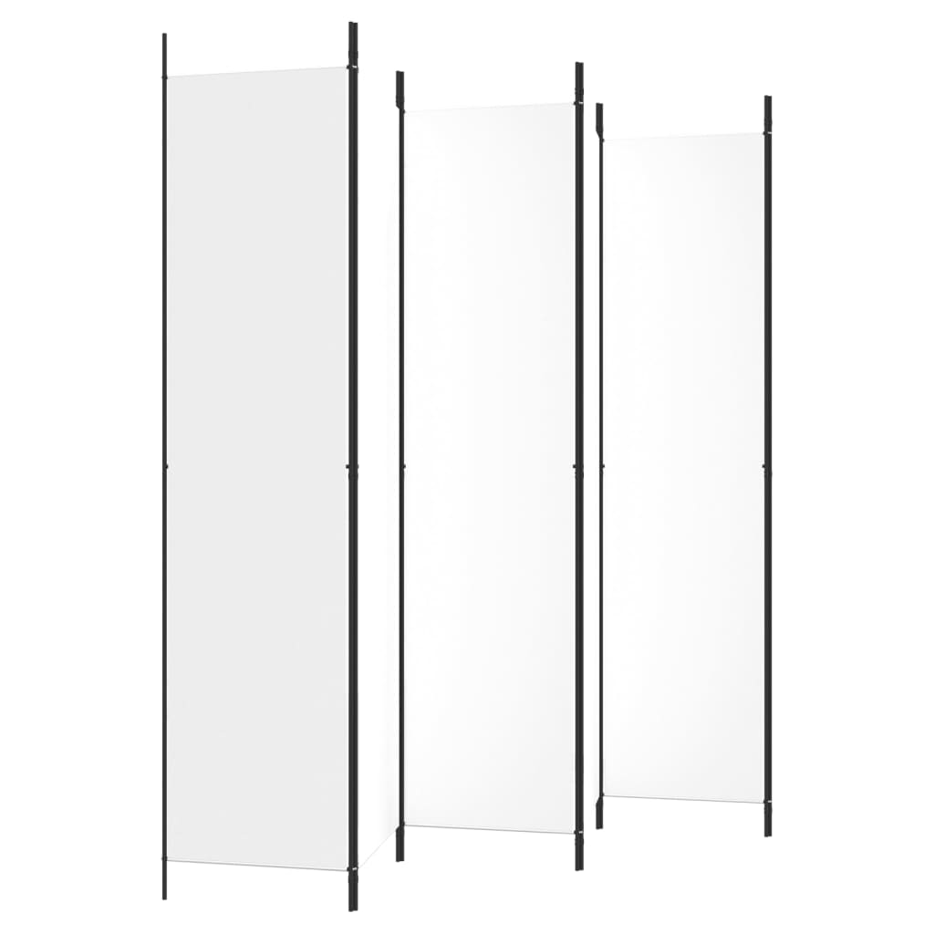 6 paneles fehér szövet térelválasztó 250 x 220 cm