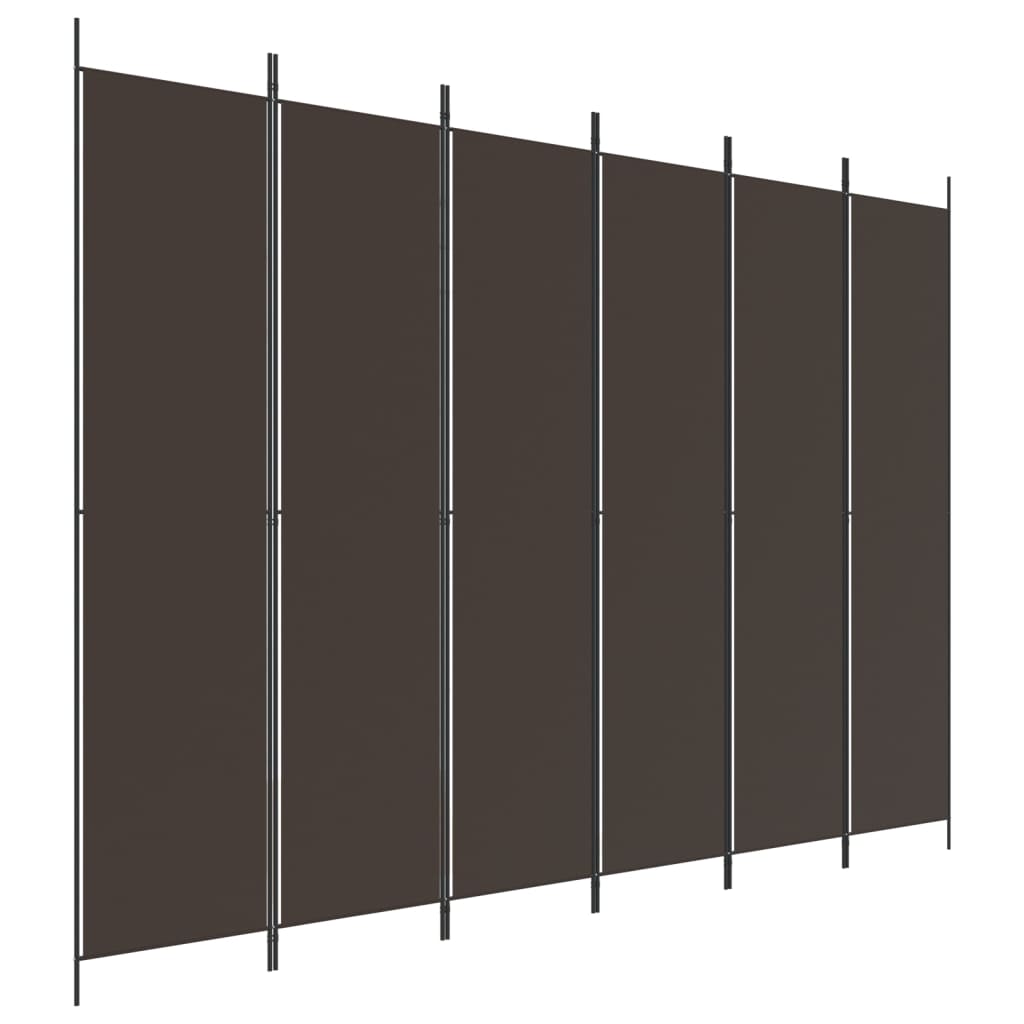 6 paneles barna szövet paraván 300 x 220 cm