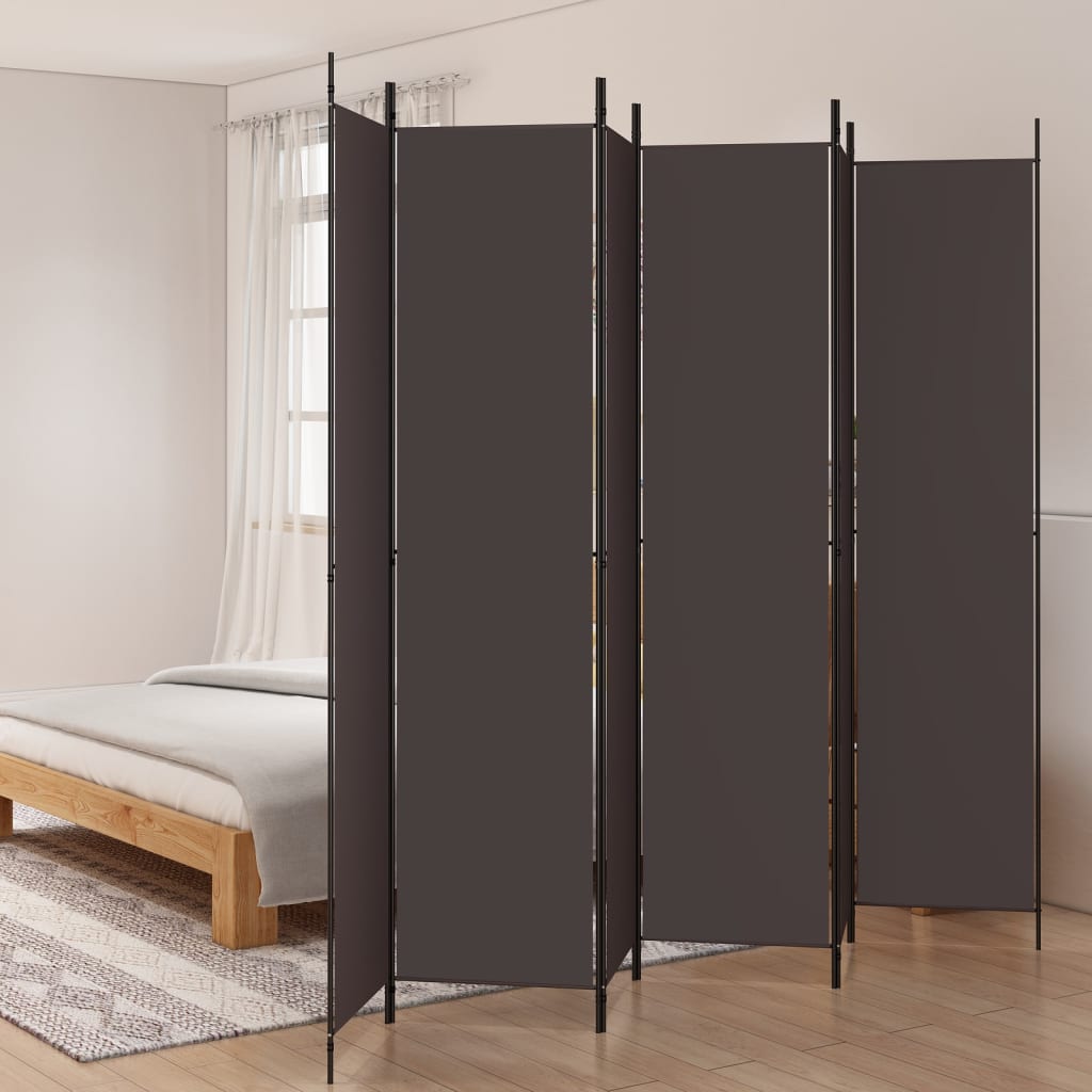 6 paneles barna szövet paraván 300 x 220 cm