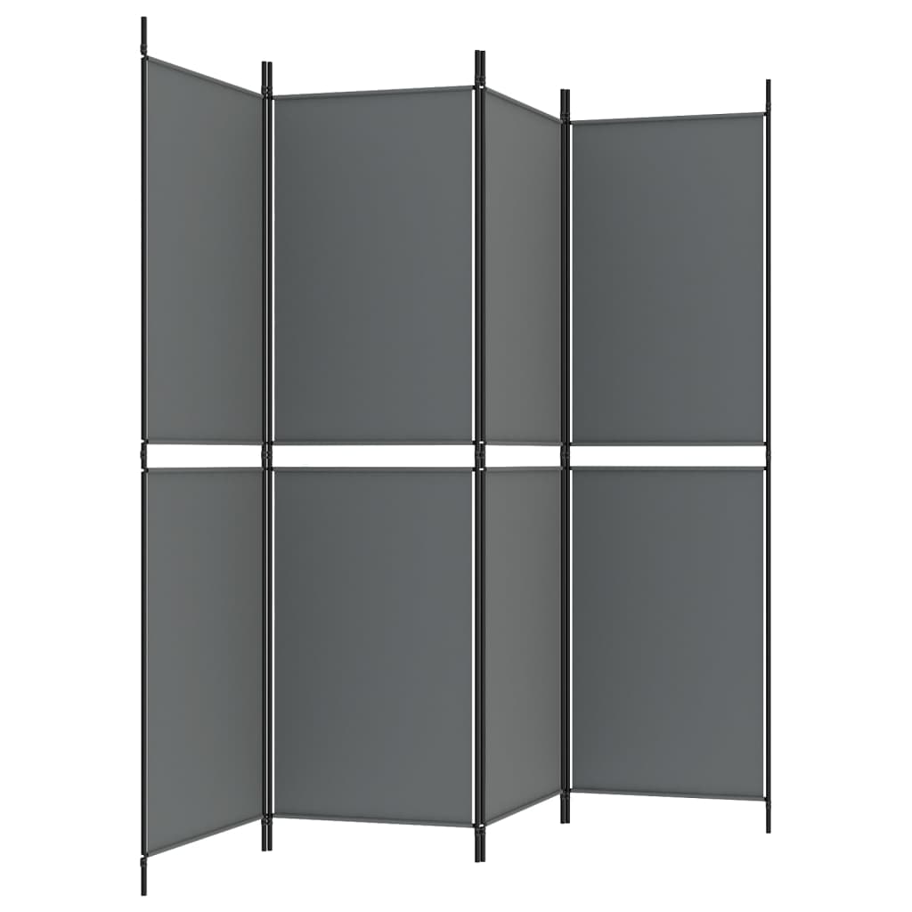 4 paneles antracitszürke szövet térelválasztó 200 x 180 cm