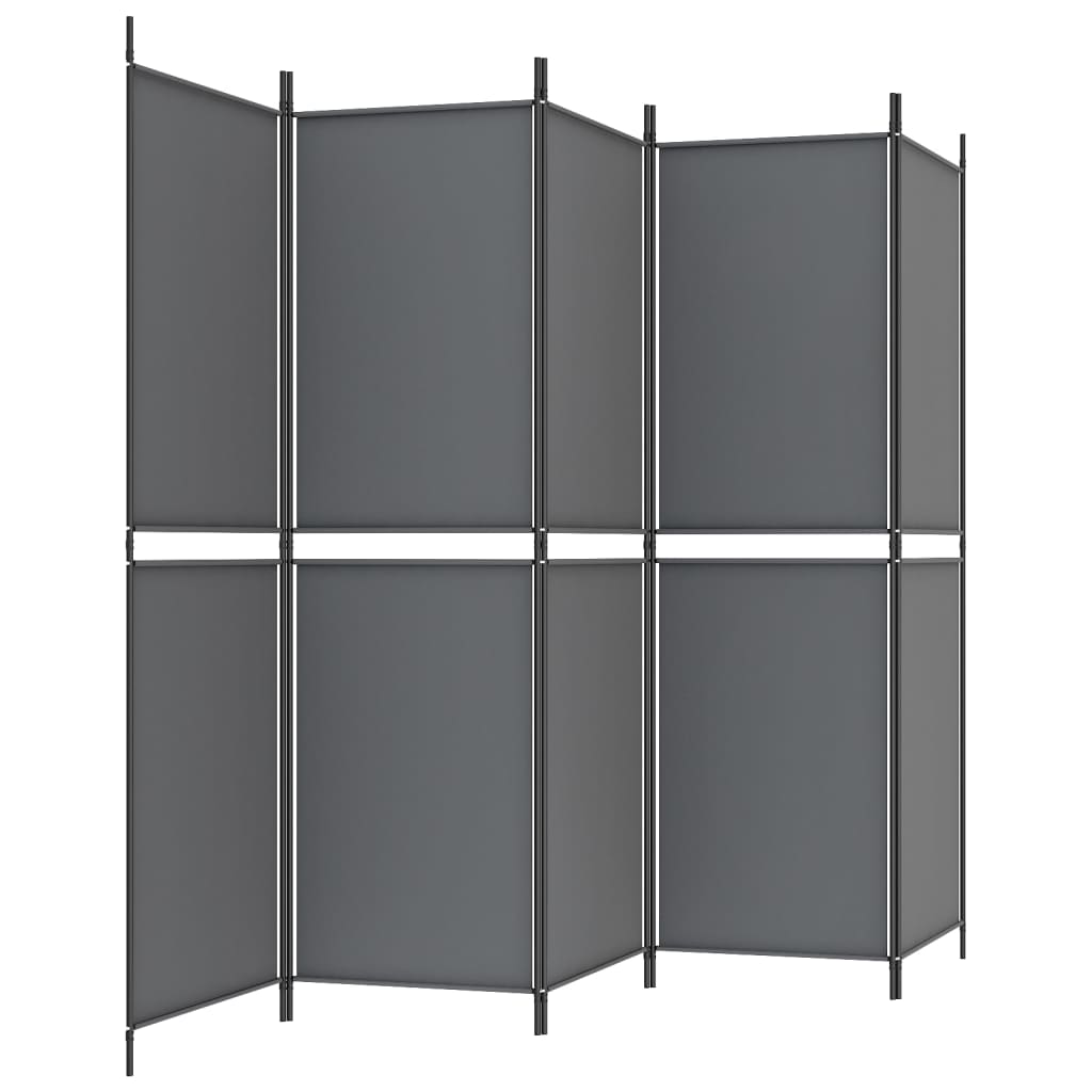 5 paneles antracitszürke szövet térelválasztó 250x180 cm