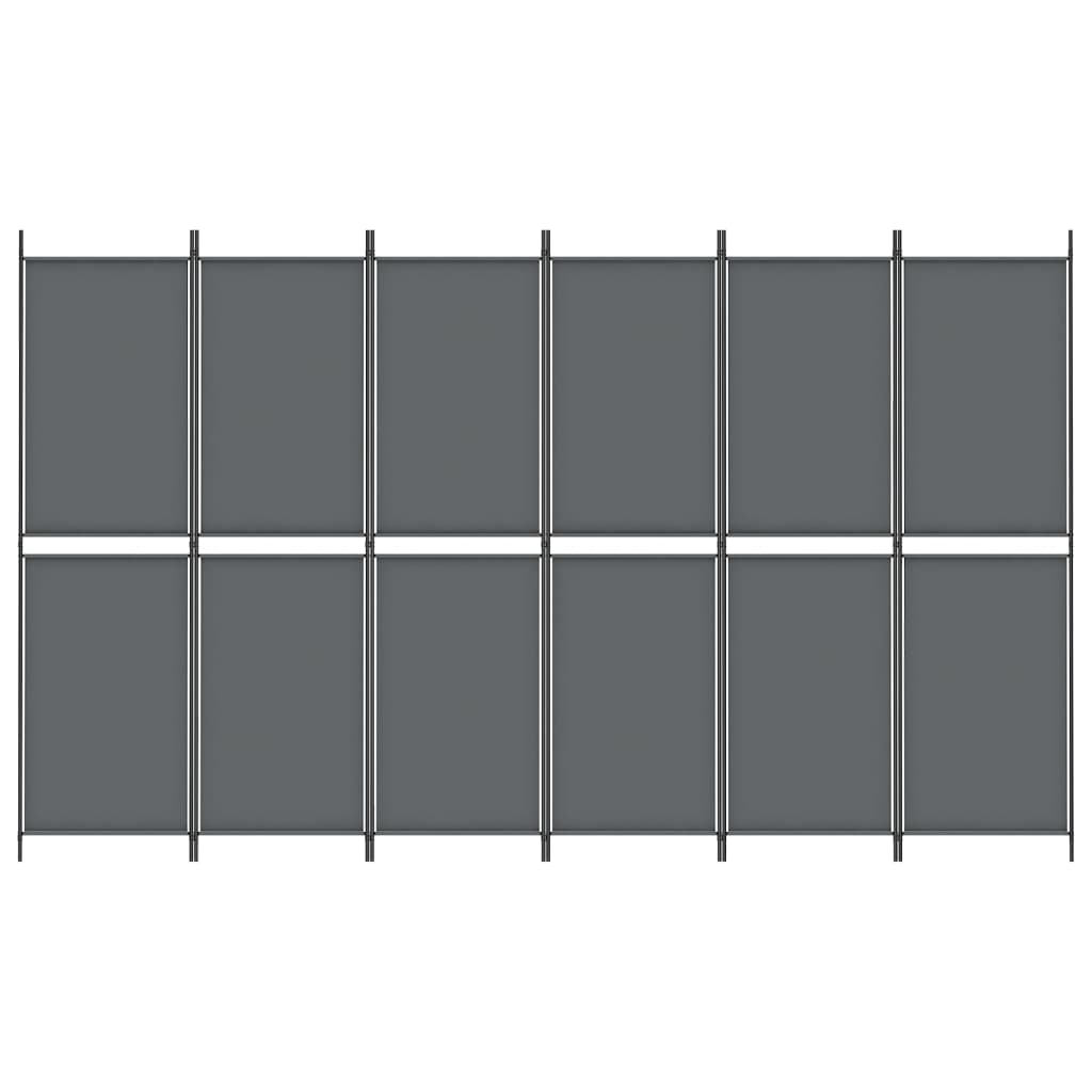 6 paneles antracitszürke szövet térelválasztó 300x180 cm