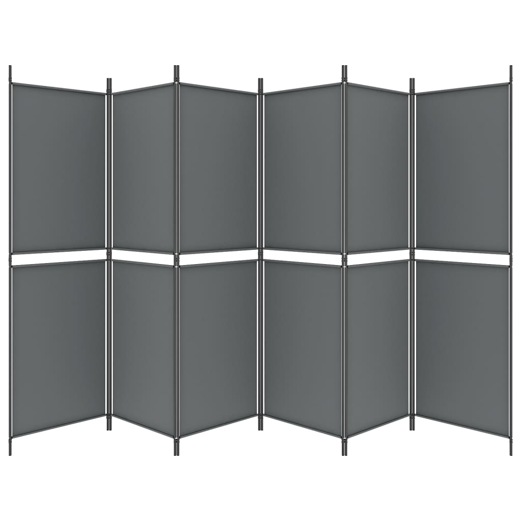 6 paneles antracitszürke szövet térelválasztó 300x180 cm