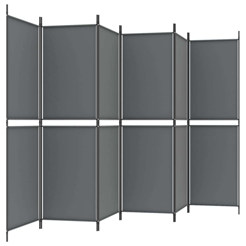 6 paneles antracitszürke szövet térelválasztó 300x180 cm