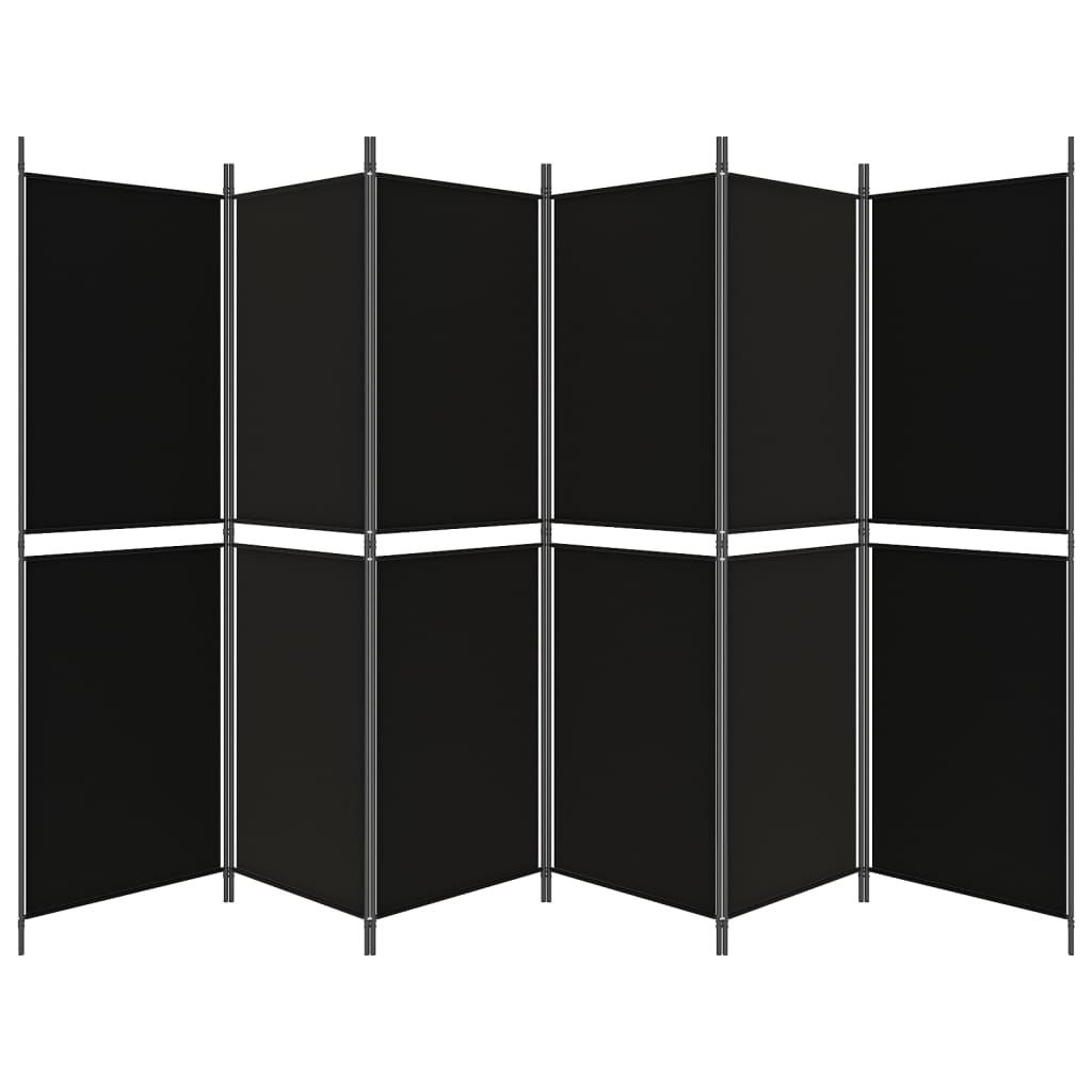 6 paneles fekete szövet térelválasztó 300x180 cm