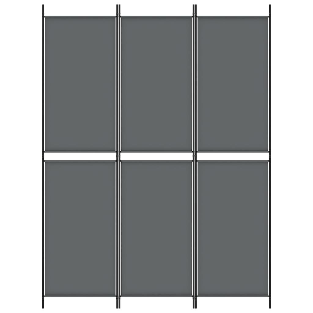 3 paneles antracitszürke szövet térelválasztó 150 x 200 cm