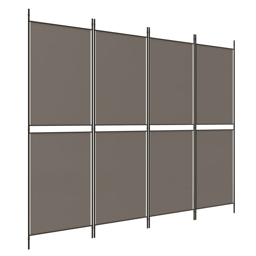 4 paneles antracitszürke szövet térelválasztó 200x200 cm