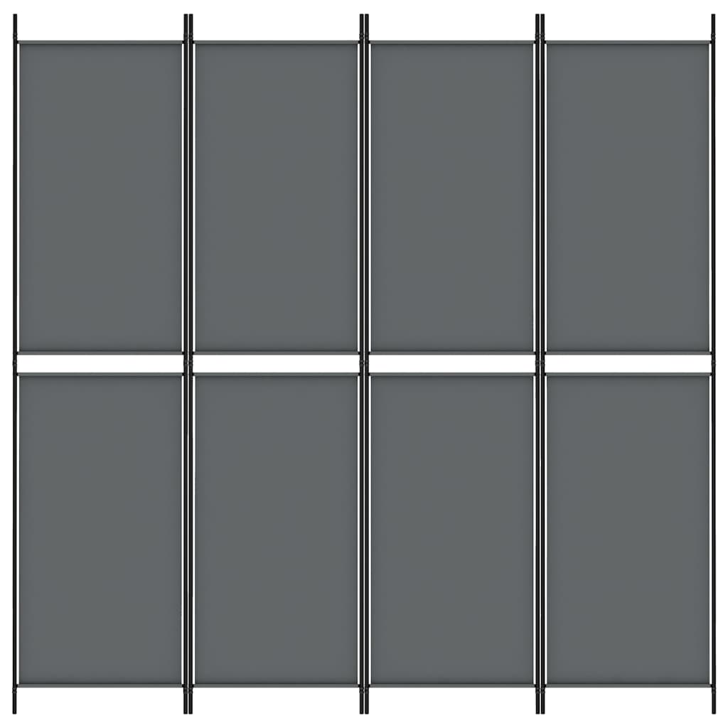 4 paneles antracitszürke szövet térelválasztó 200x200 cm
