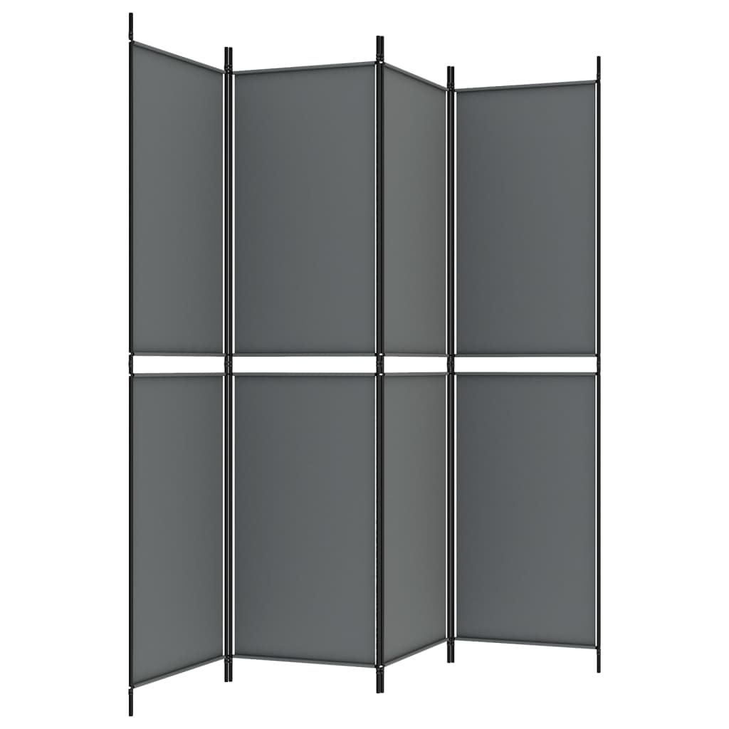 4 paneles antracitszürke szövet térelválasztó 200x200 cm