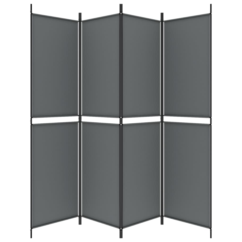 4 paneles antracitszürke szövet térelválasztó 200x200 cm