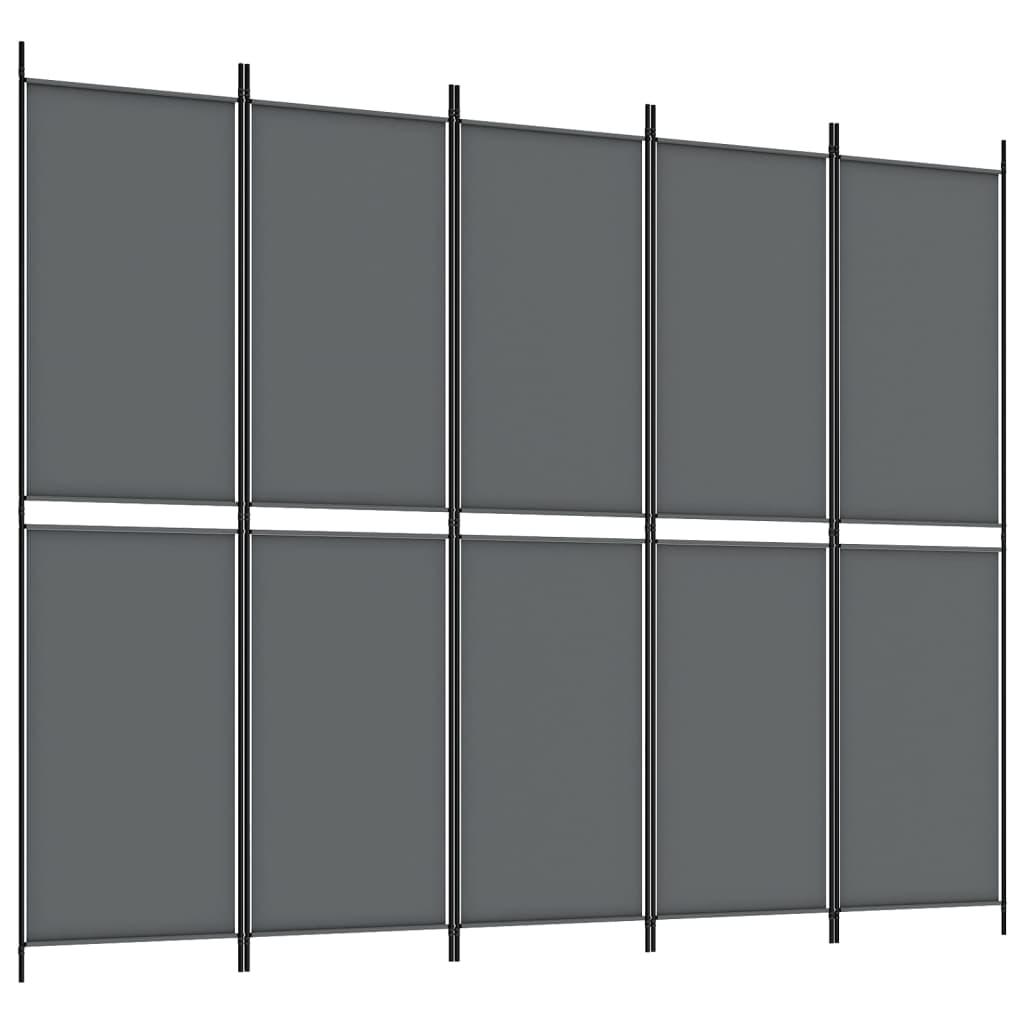 5 paneles antracitszürke szövet térelválasztó 250x200 cm 5 paneles antracitszürke szövet térelválasztó 250x200 cm